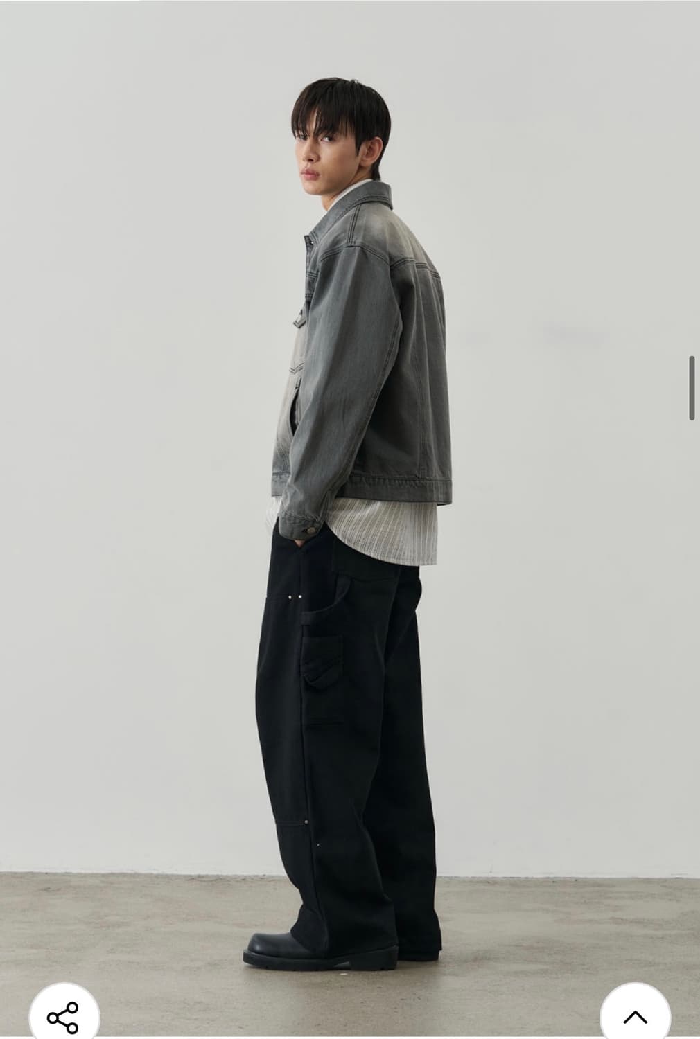 (L) 알리스 오블리크 브러쉬드 워싱 데님 자켓 [빈티지그레이] 상품이미지8