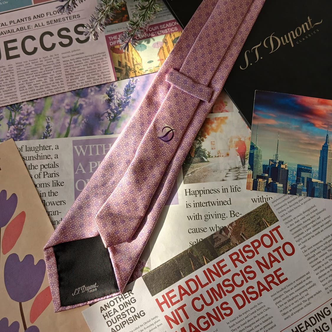 듀퐁 실크 바이올렛 로고 패턴 넥타이 8.6cm A등급 A19210
 상품이미지4