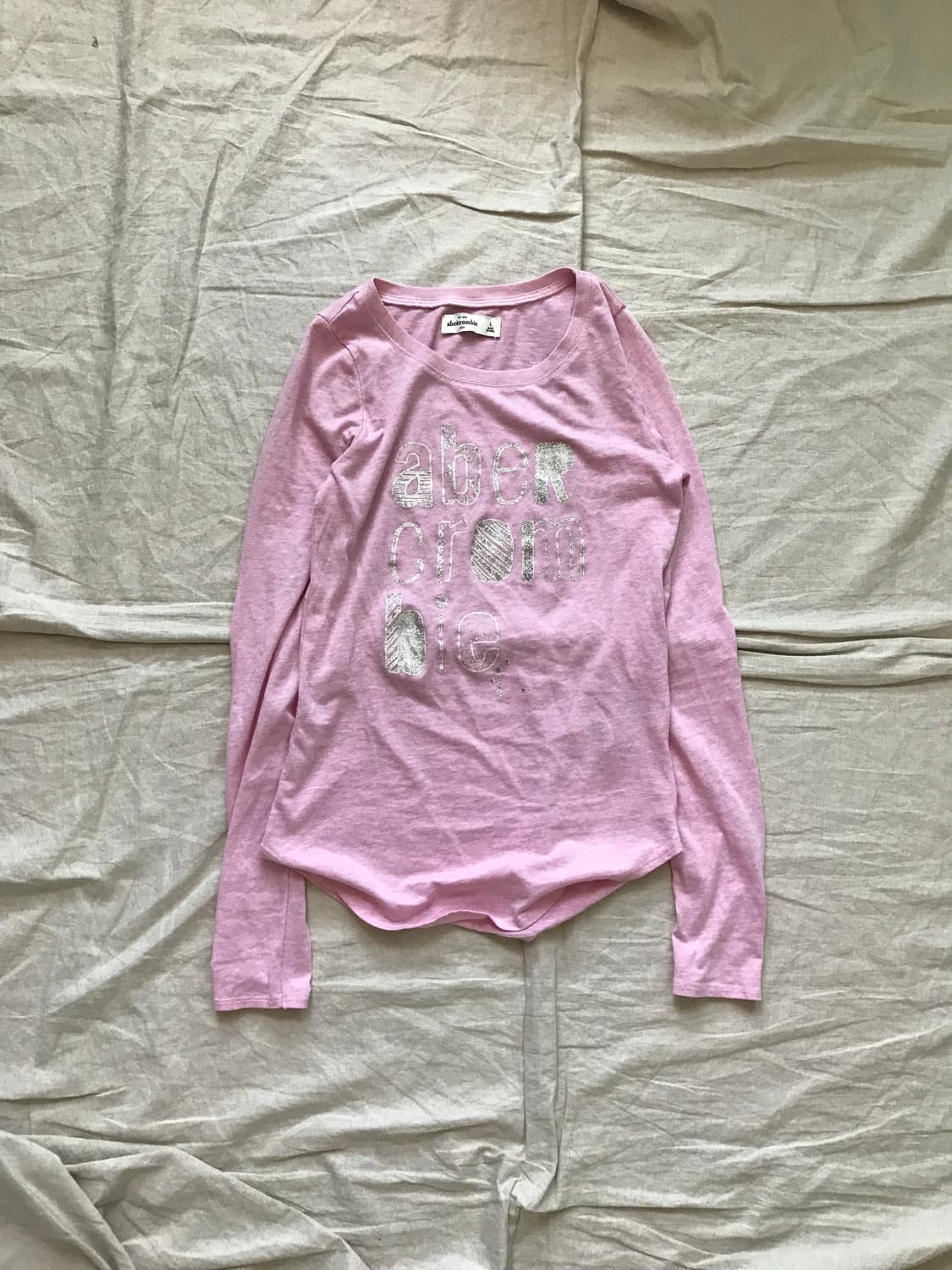 아베크롬비 중앙 프린팅 연핑크 긴팔티 상품이미지5