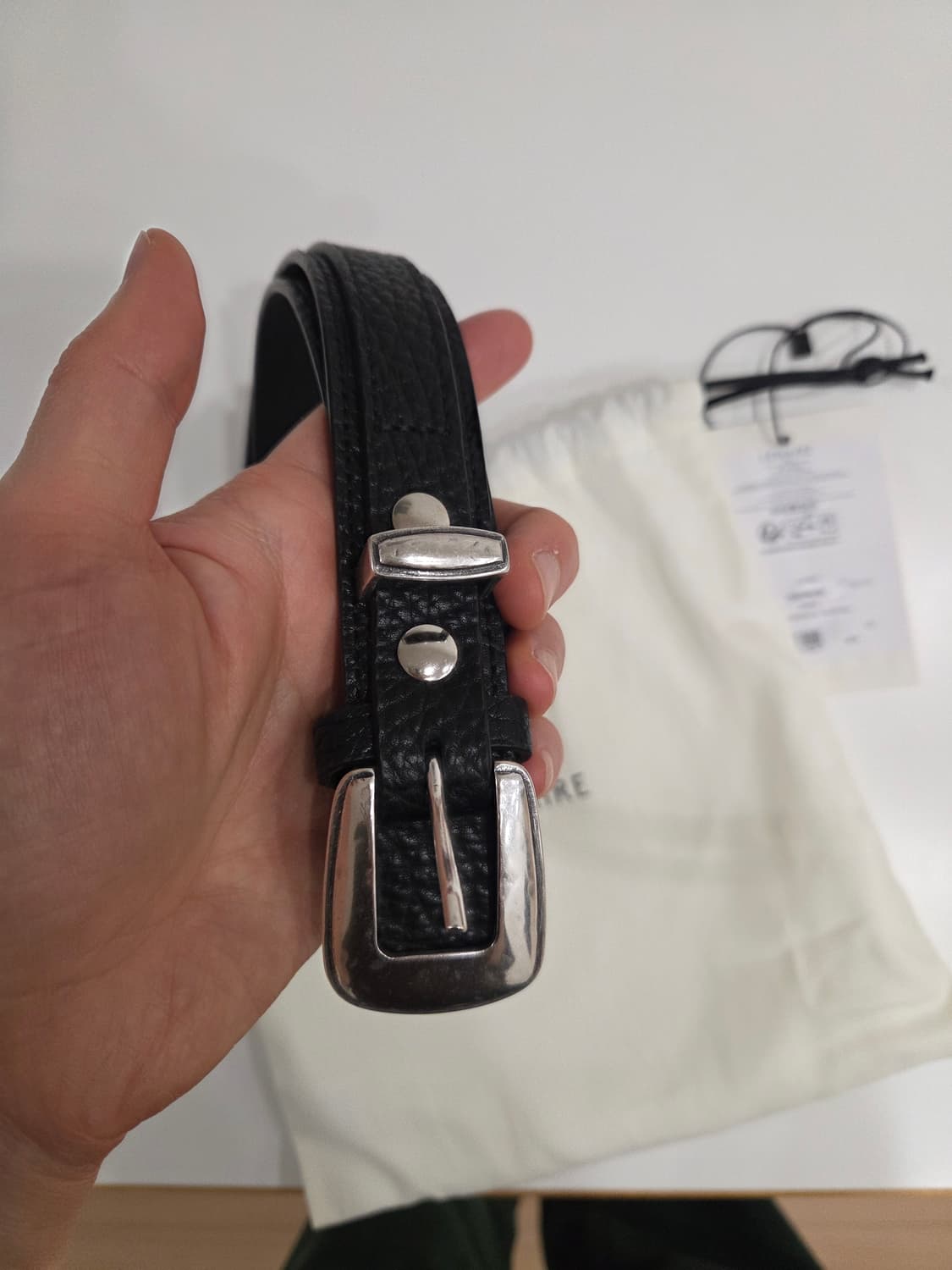 르메르 미니멀 웨스턴 벨트 카우 레더 블랙 상품이미지3