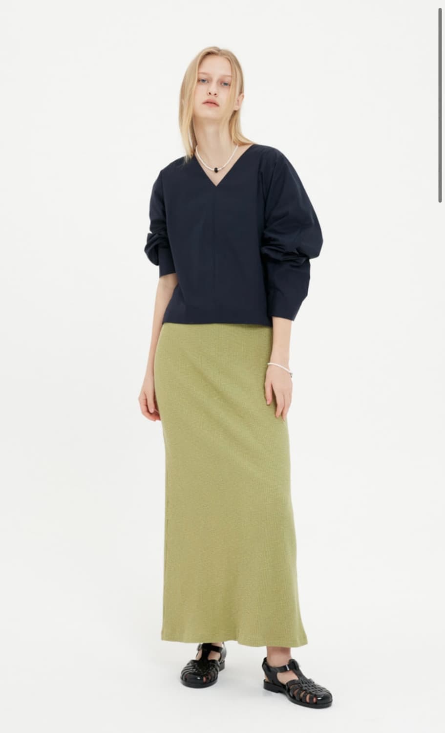 문선 MOONSUN 울 브이넥 블라우스 free 상품이미지9