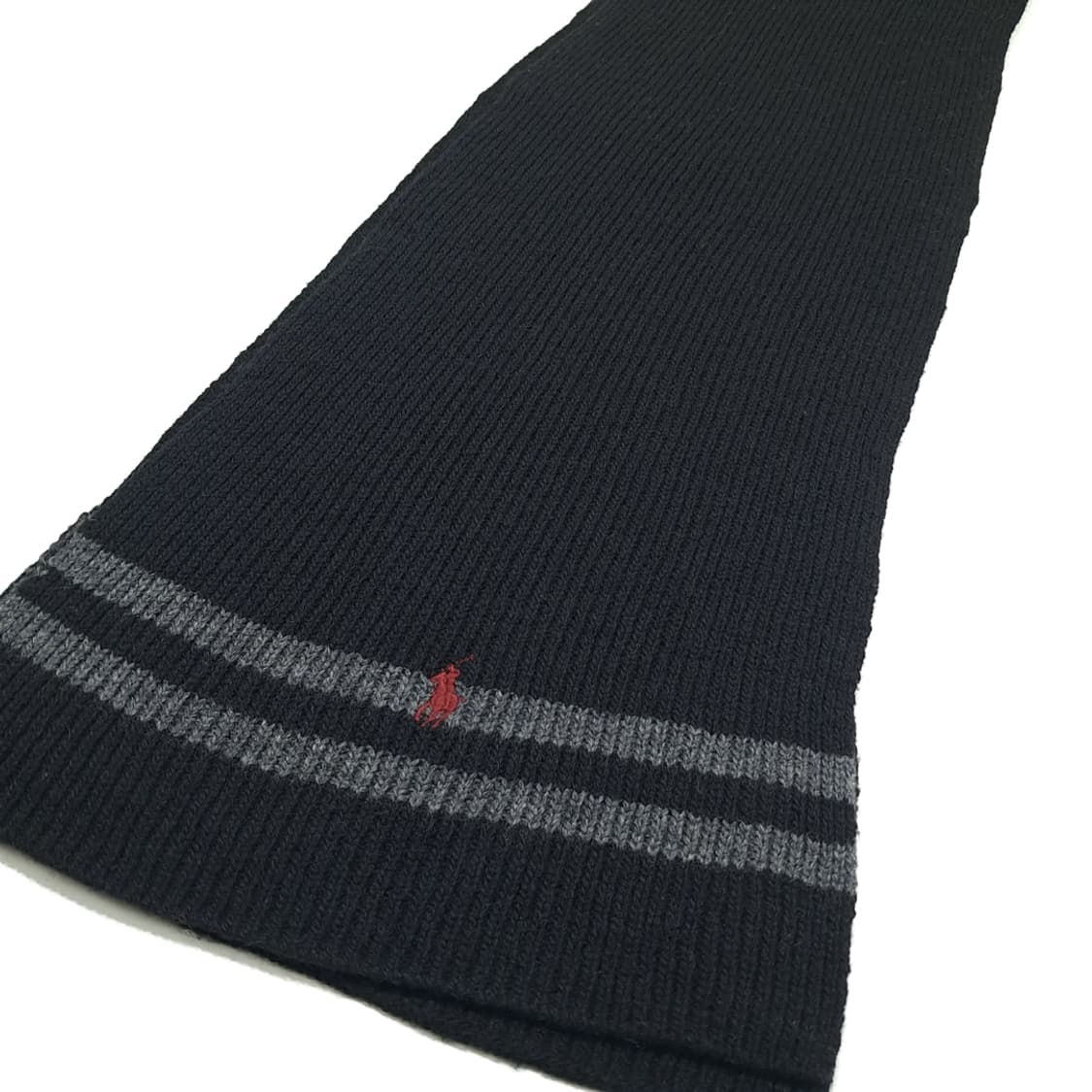 MX343 폴로 랄프로렌 블랙 그레이 투톤 램스울 니트 목도리 머플러 상품이미지3