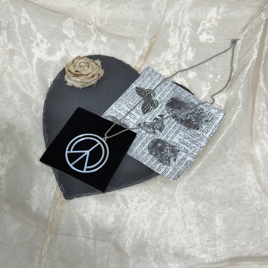 빈티지 피스 심볼 박스체인 목걸이 상품이미지2