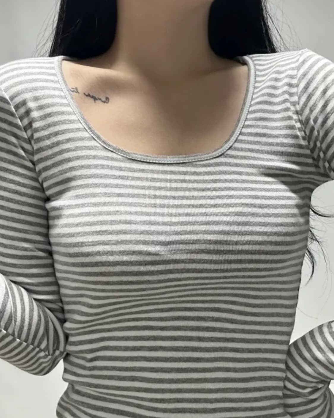 스퀘어 단가라 긴팔티 그레이 상품이미지1