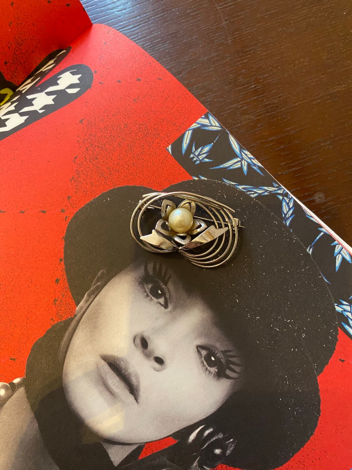 빈티지 실버톤 진주 꽃 브로치 상품이미지2