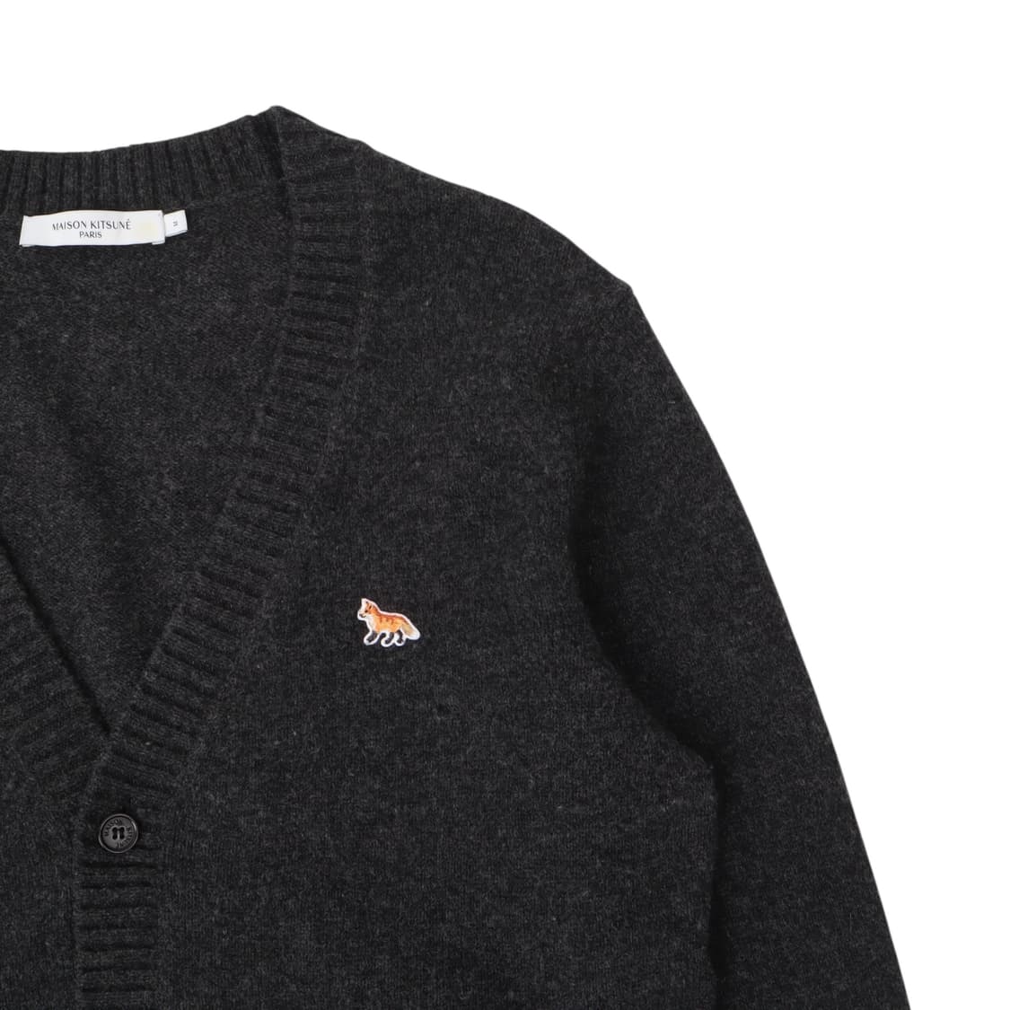 메종키츠네 챠콜 폭스패치 울 가디건 상품이미지3