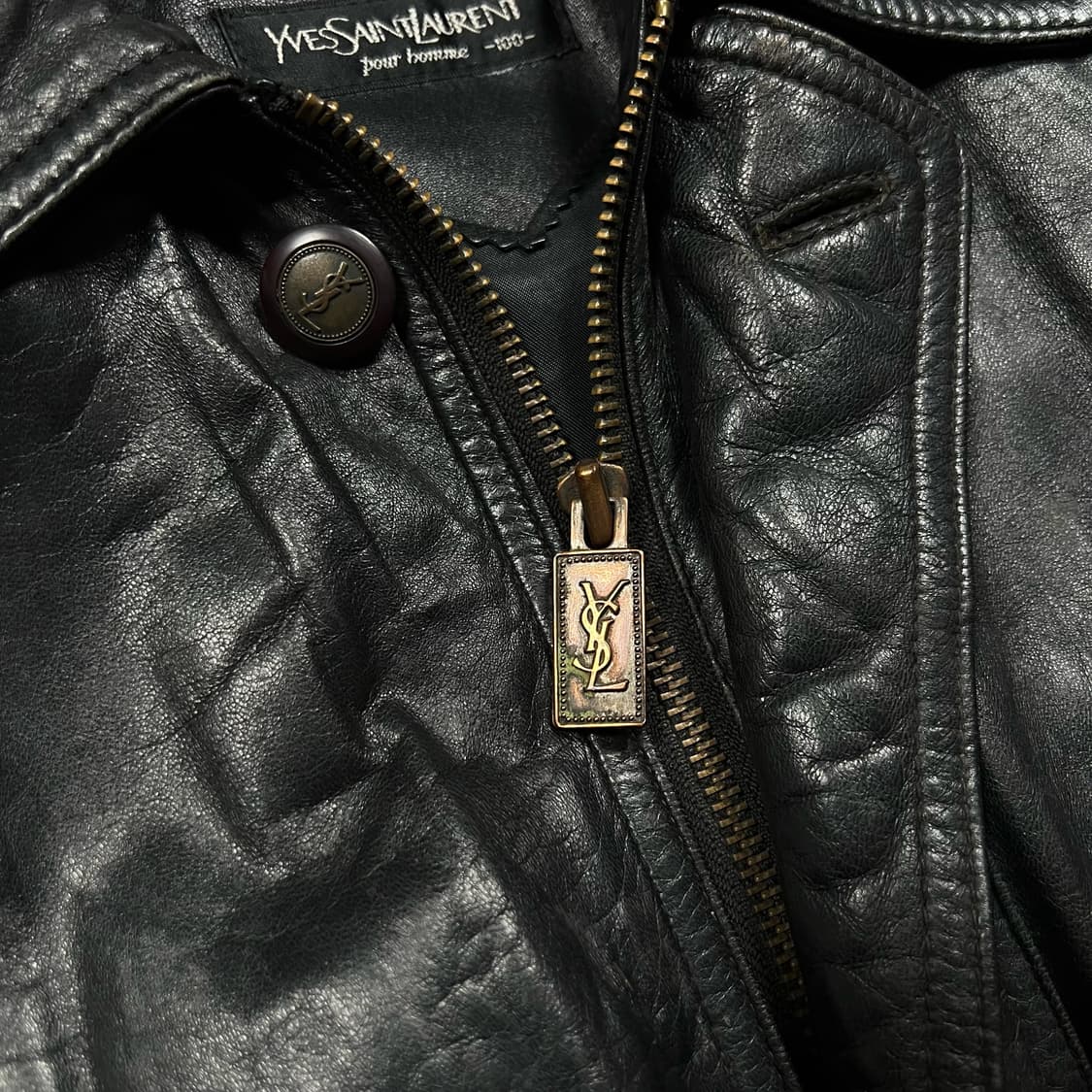 90's 입생로랑 양가죽 블루종 봄버 레더 자켓 상품이미지3