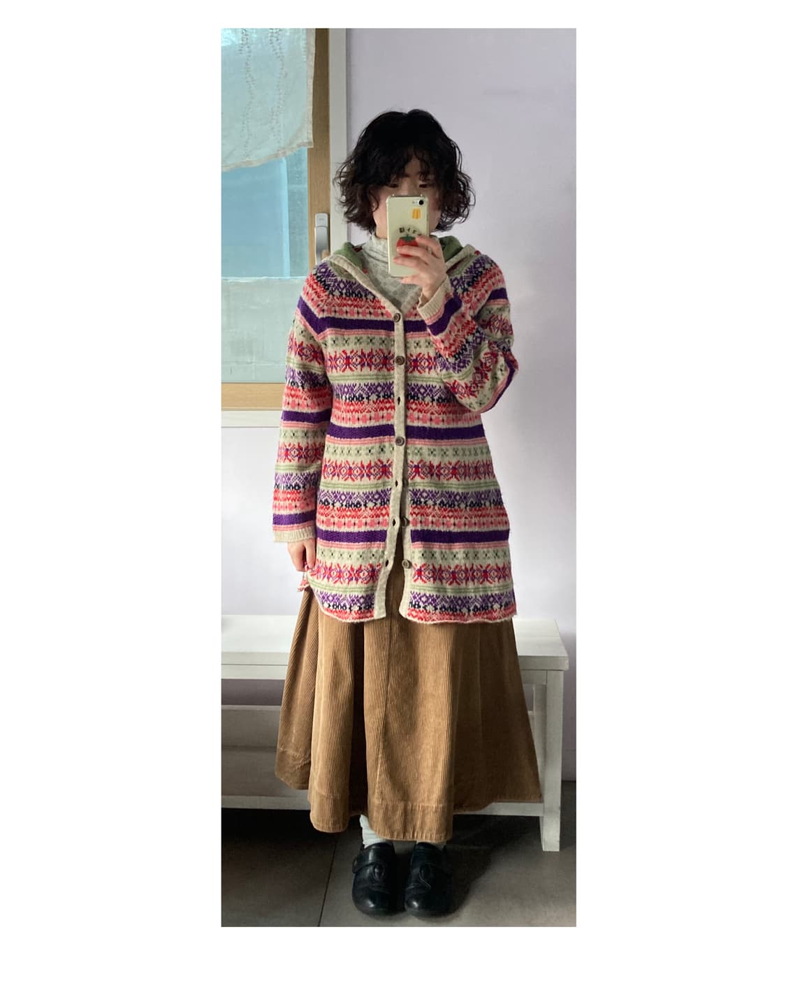 큐브슈가 빈티지패턴 후드 가디건 상품이미지2