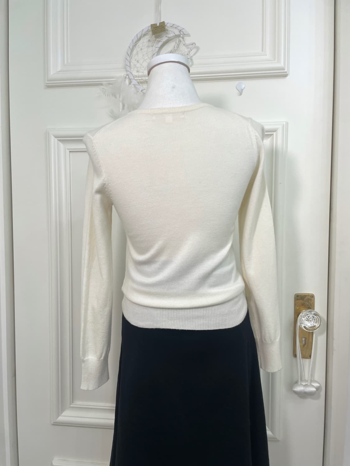 cream ivory pearl button basic cardigan 상품이미지5