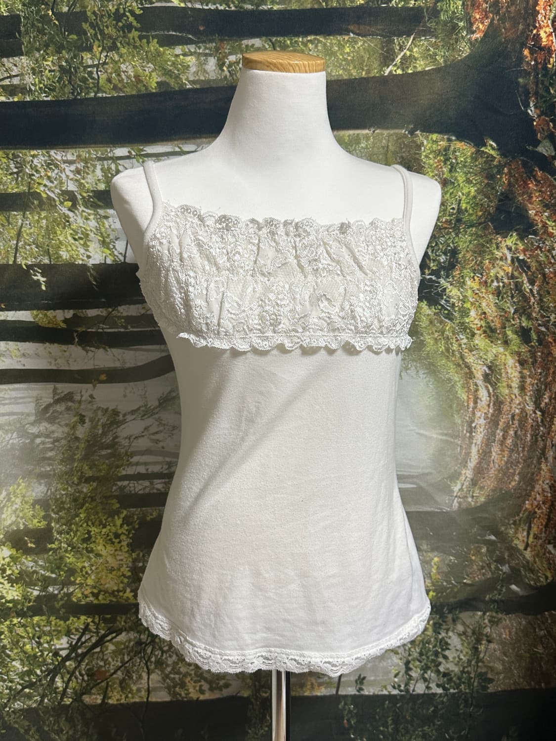 빈티지 화이트 레이스 슬리브리스 나시 끈나시 모리 모리걸 상품이미지1