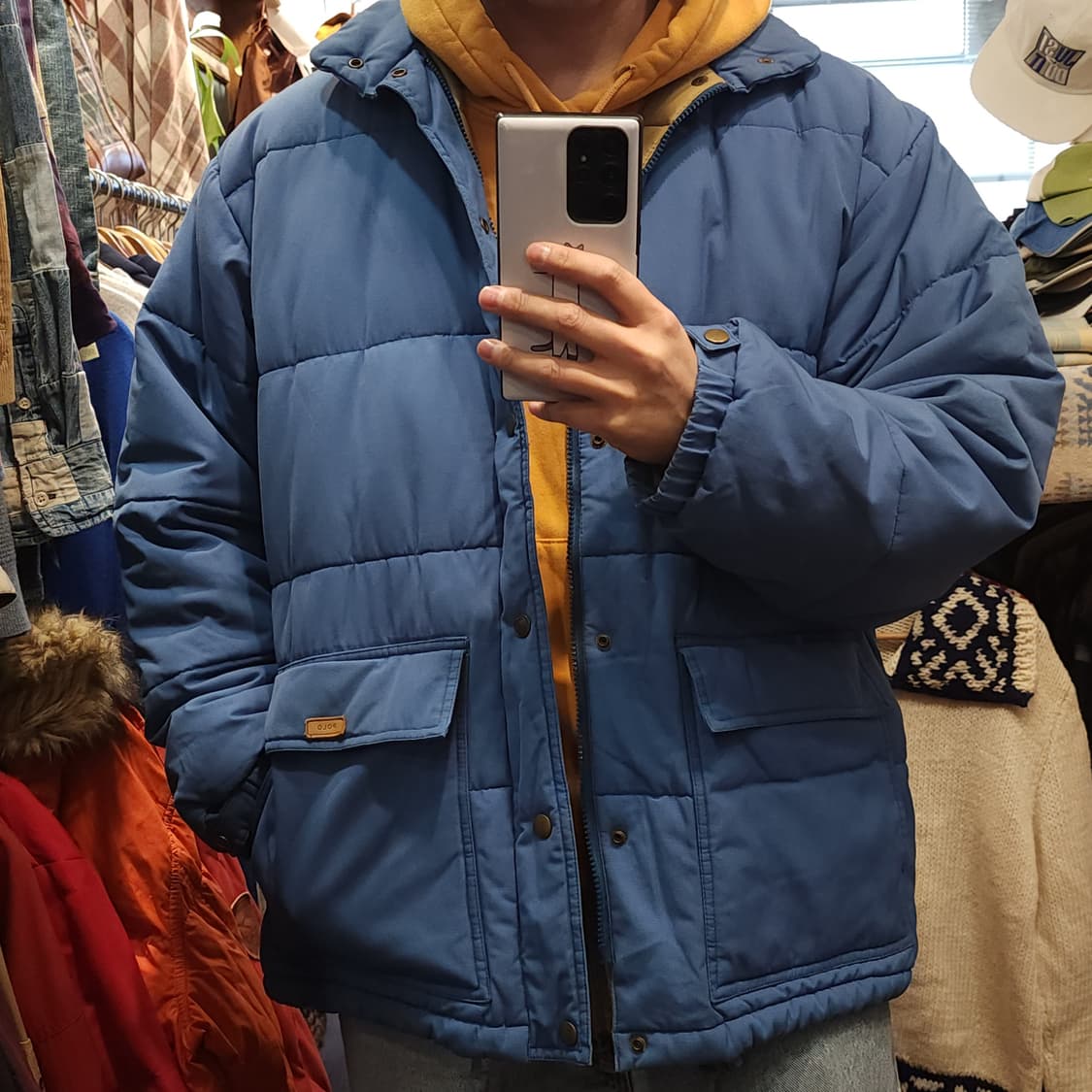 90s 폴로 다운 패딩 파스텔 블루 마운틴 파카 L 상품이미지10