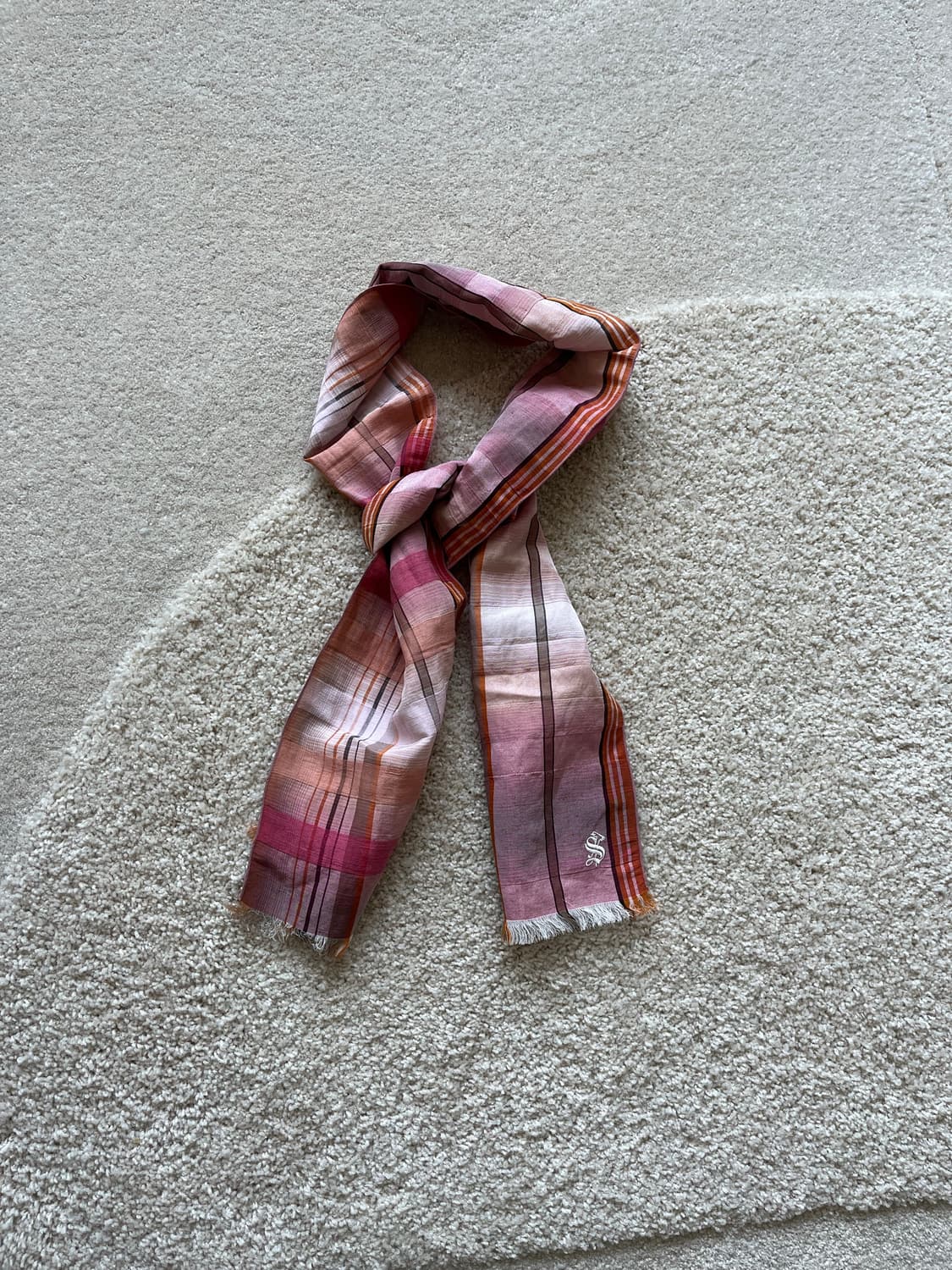 셔터 린넨 실크 체크 스카프  상품이미지2