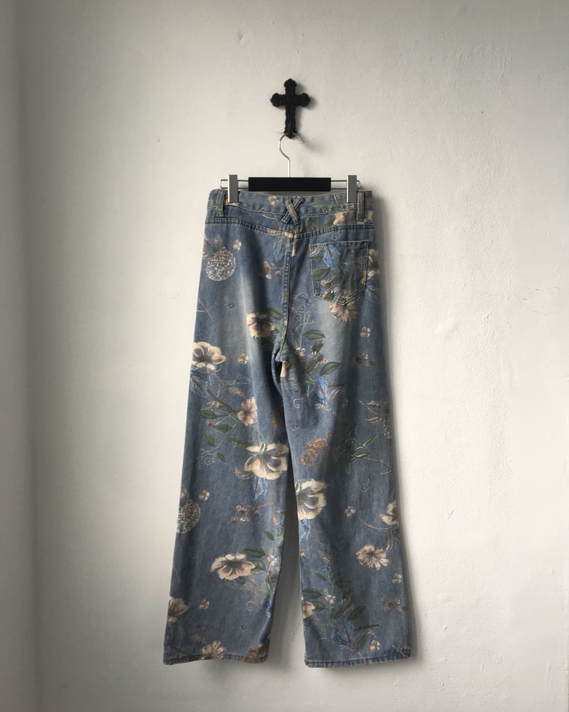 flower pattern printing denim pants 상품이미지2