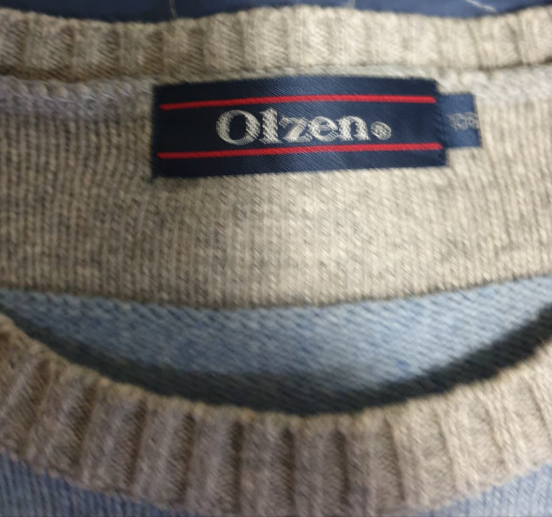 올젠 램스울100% 스트라이프 배색 라운드넥 니트 (105) 상품이미지3