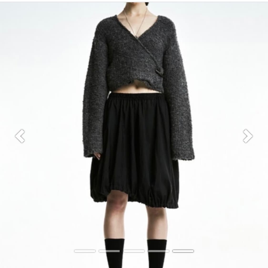 여성 더오픈프로덕트 사이드 스트링 나일론 스커트 2 블랙 상품이미지7