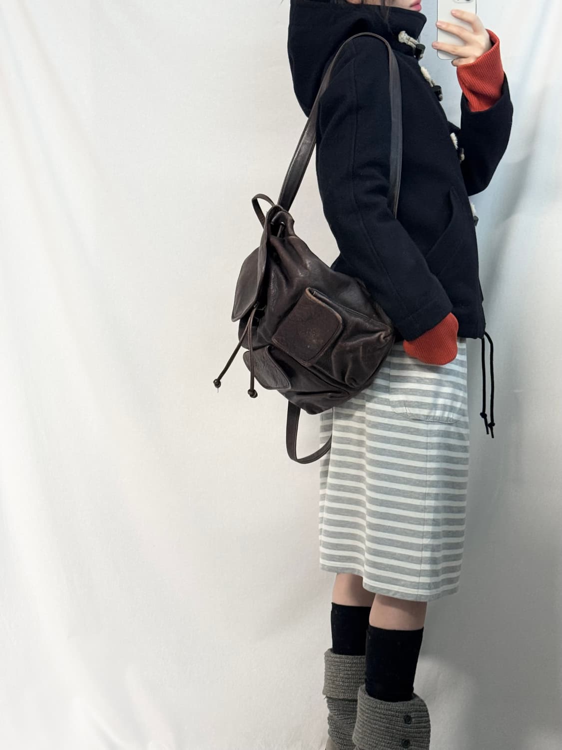 핸드 워머 슬리브 후디드 더플 울 코트 상품이미지3