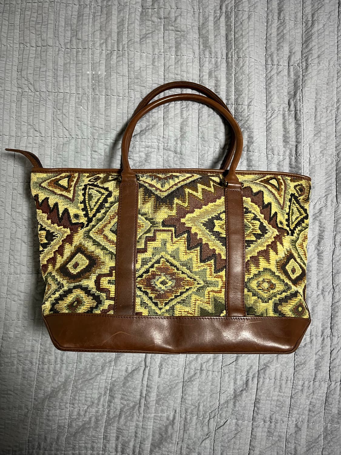 L.L Bean 엘엘빈 에스닉 패턴 레더 토트백 상품이미지1