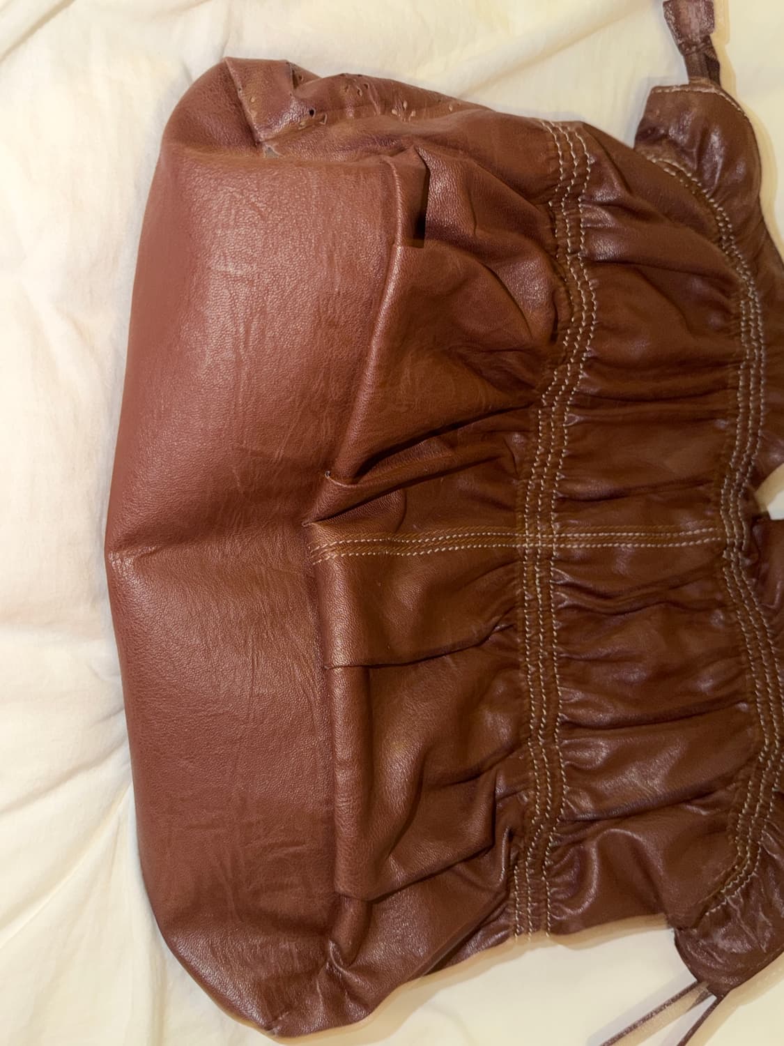 오리엔탈 그런지페어리 브라운 레더 셔링 숄더백 모리걸 하구미 보헤미안 상품이미지8