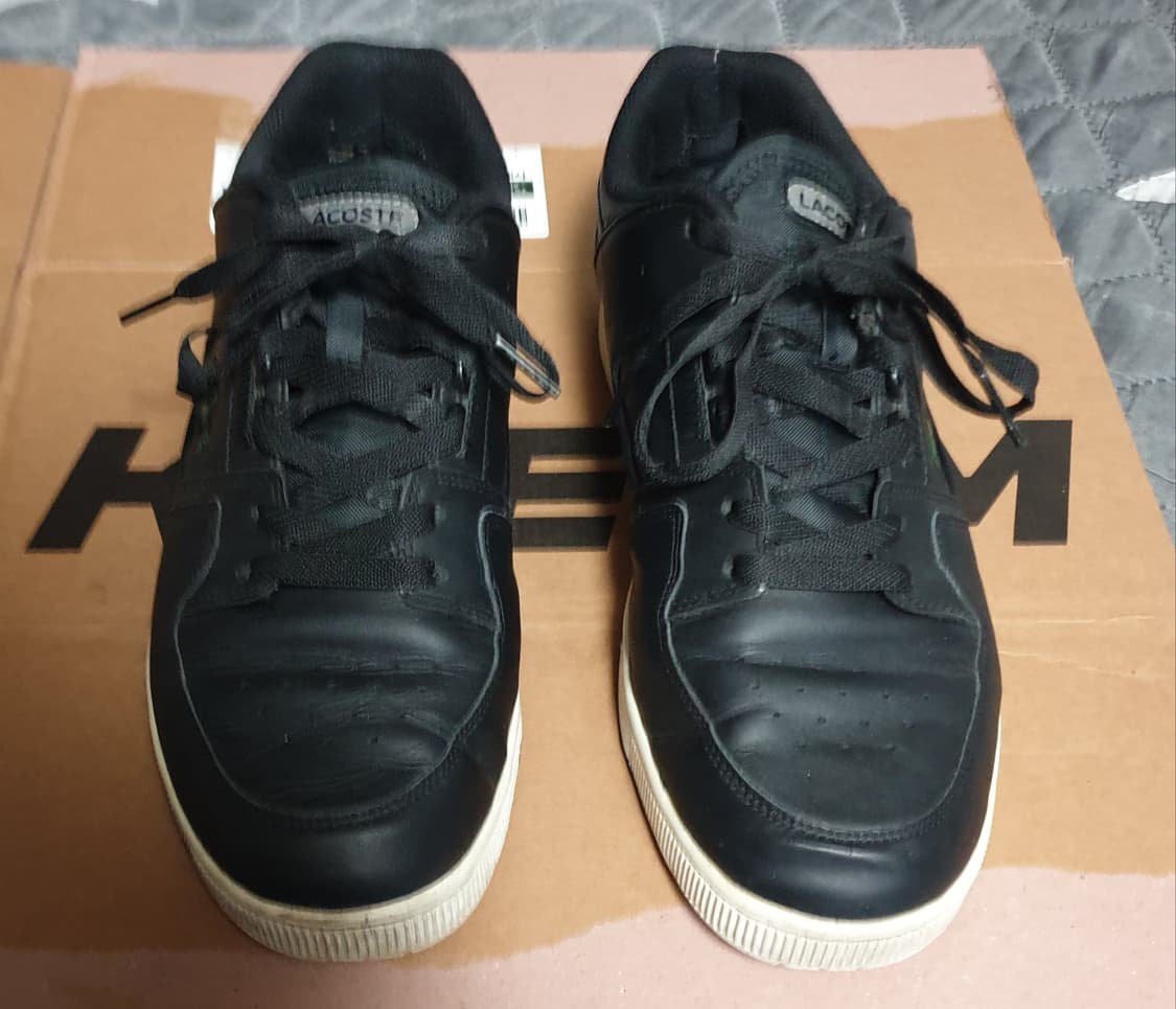 라코스테 코트 케이지 가죽 스니커즈 블랙 EU42(270) 상품이미지3