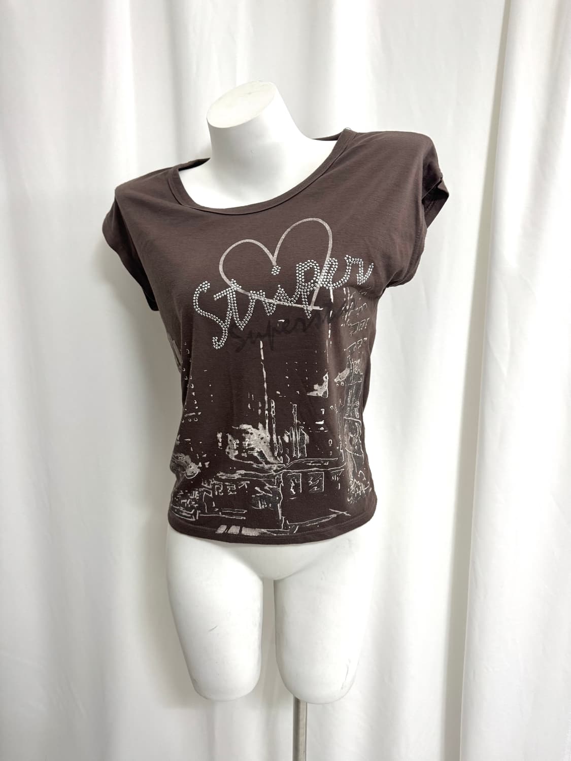 Brown graphic print top 상품이미지4