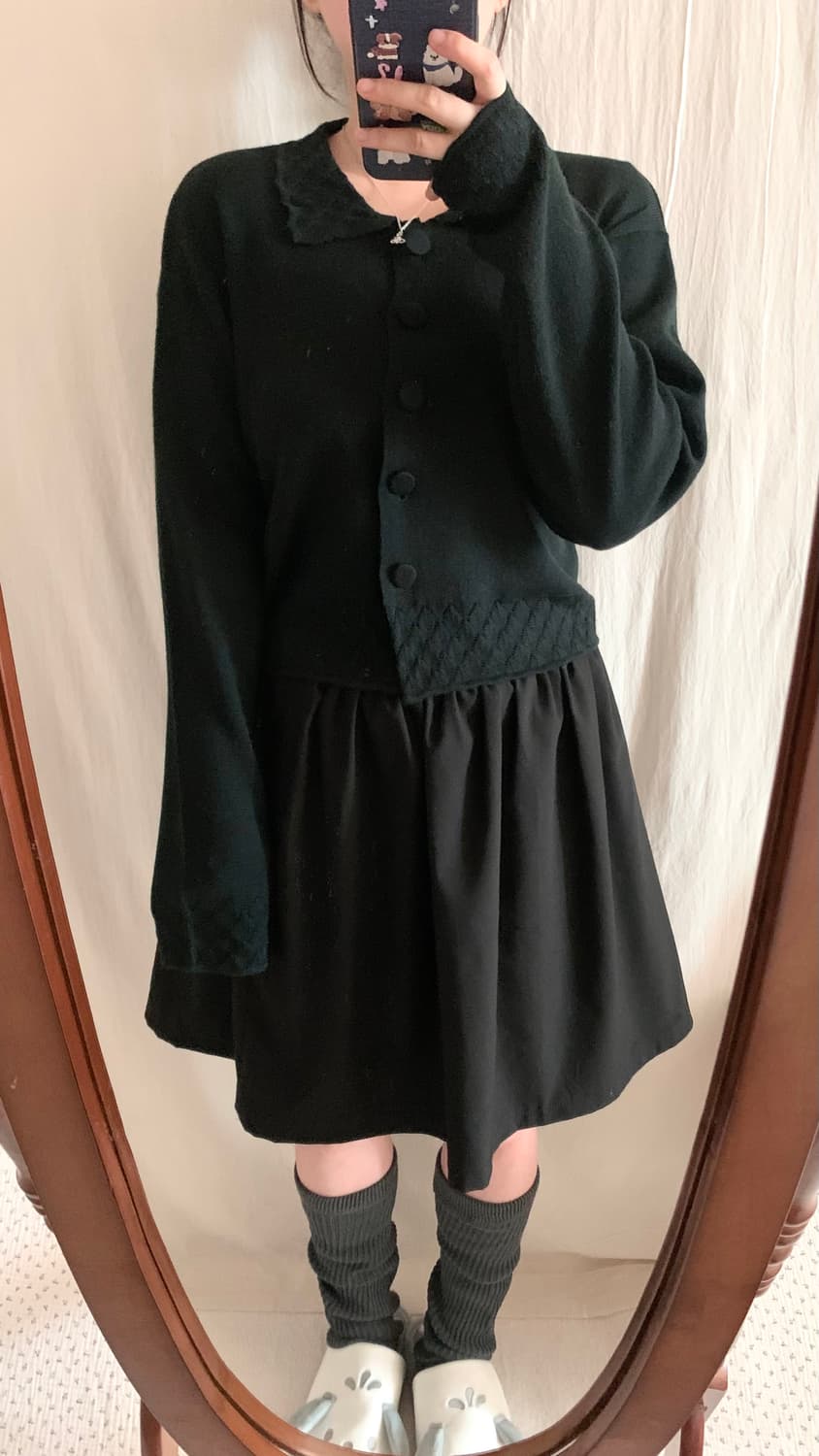 블랙 레이스 카라 가디건 상품이미지2