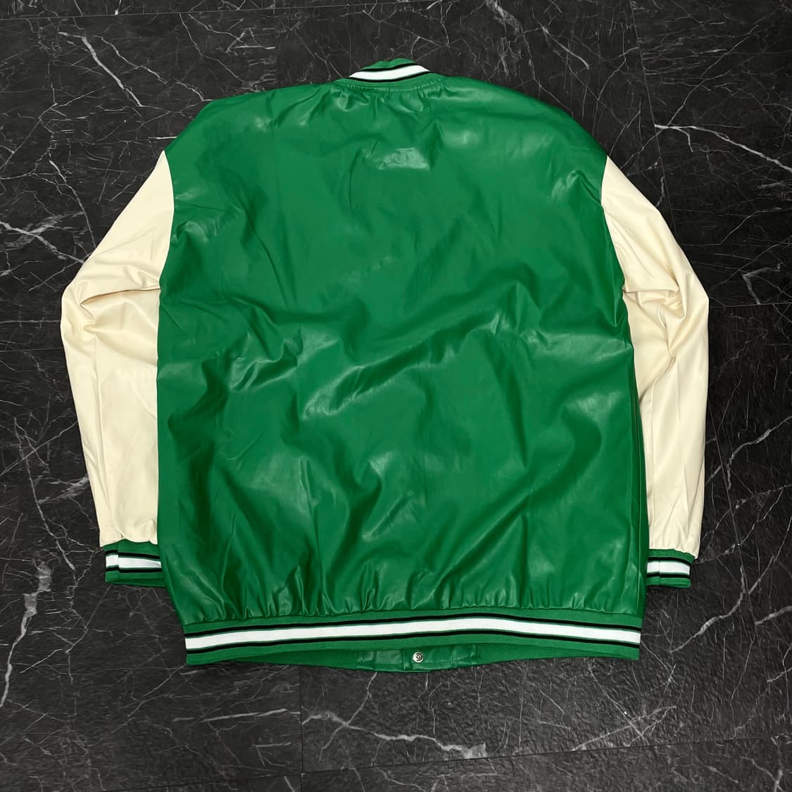 XL 빈티지 패치워크 배색 레더 바시티 자켓 상품이미지5