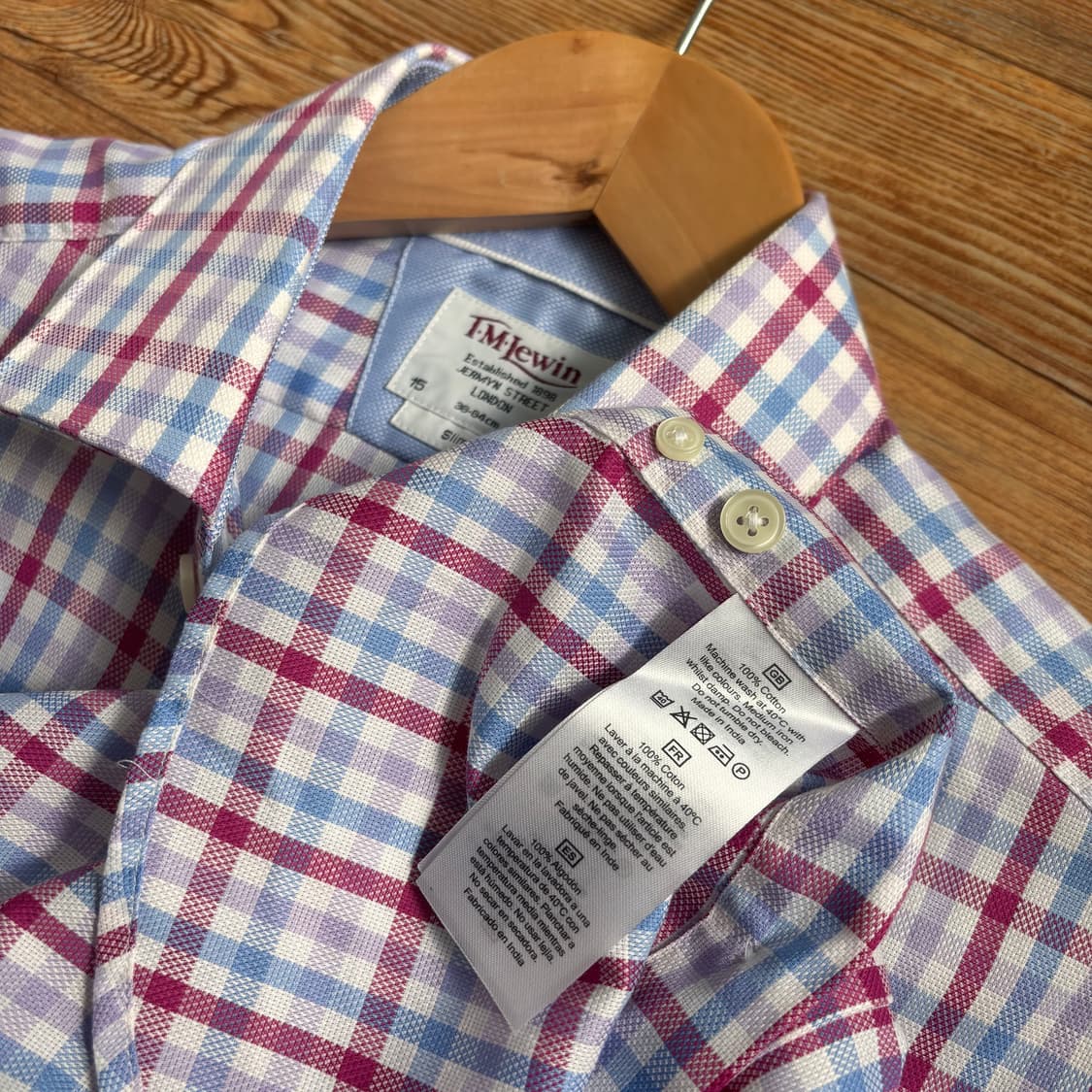 TM 르윈 체크 셔츠 100 슬림핏 독특한 질감 수입 정품 상품이미지4