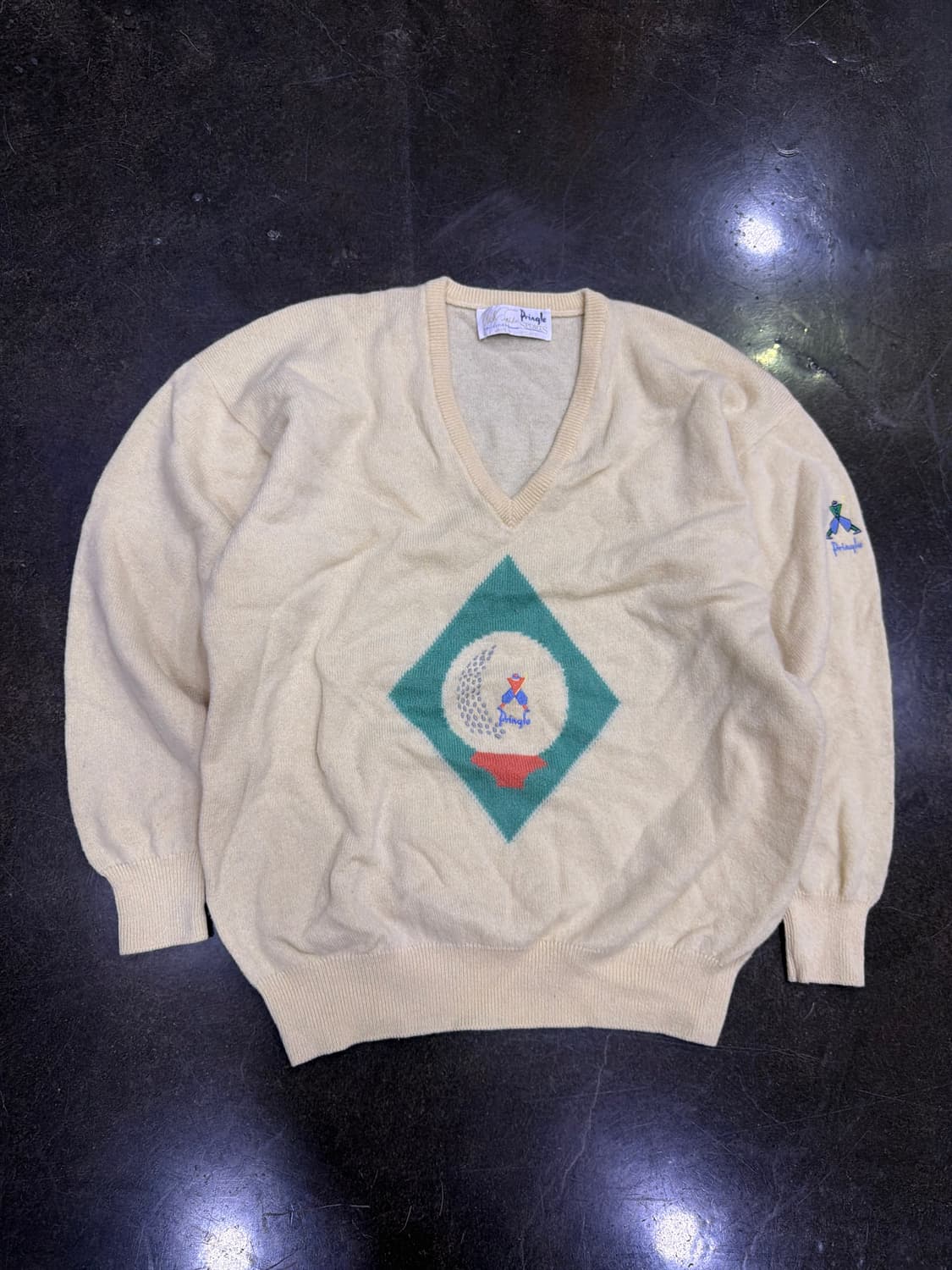 프링글 스포츠 80's 램스울 V넥 골프 니트 크림 XL 상품이미지1