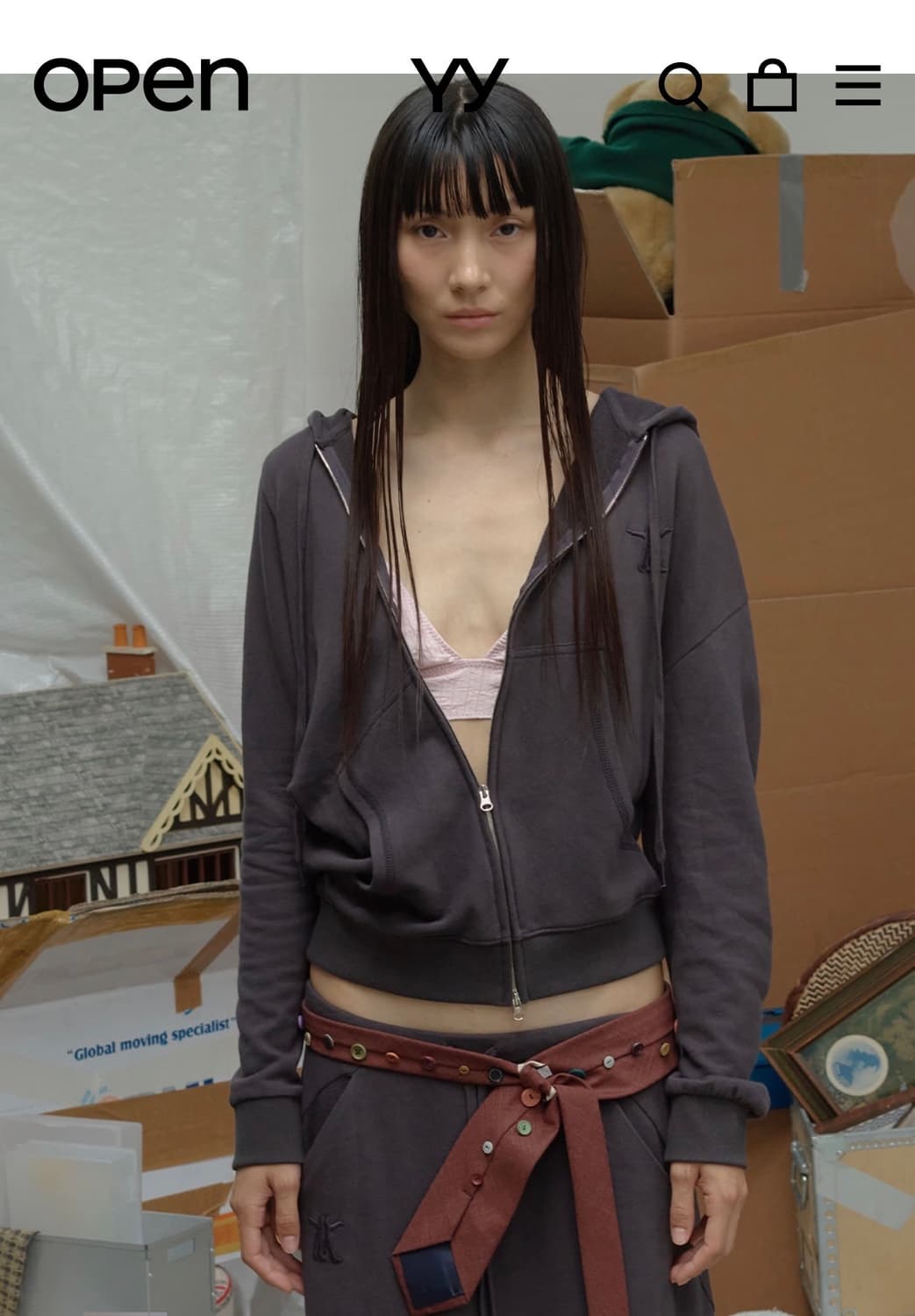 오픈와이와이 후드집업 차콜 s 상품이미지2