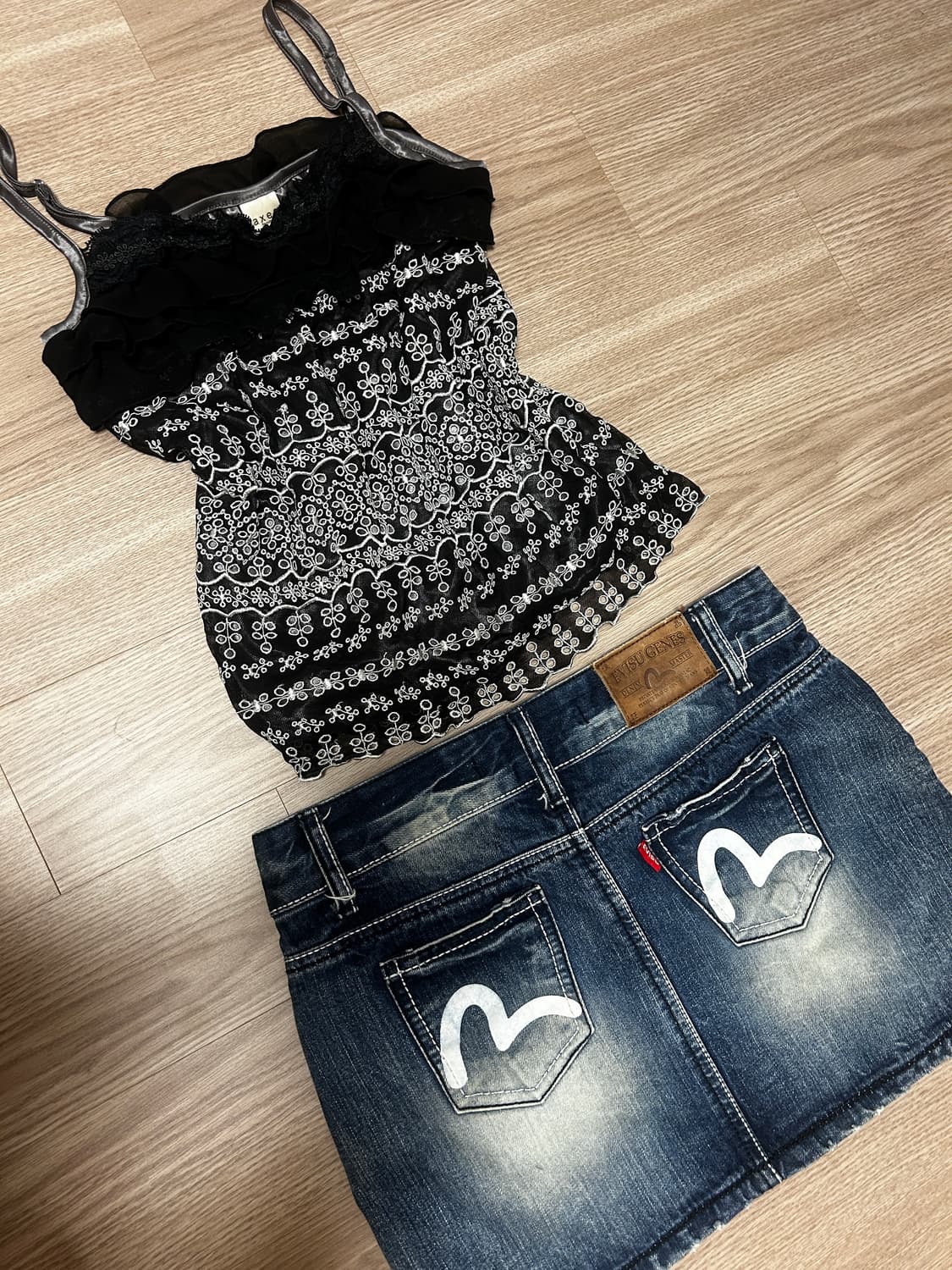 Axes ffmme sleeveless evisu denim skirt 상품이미지1
