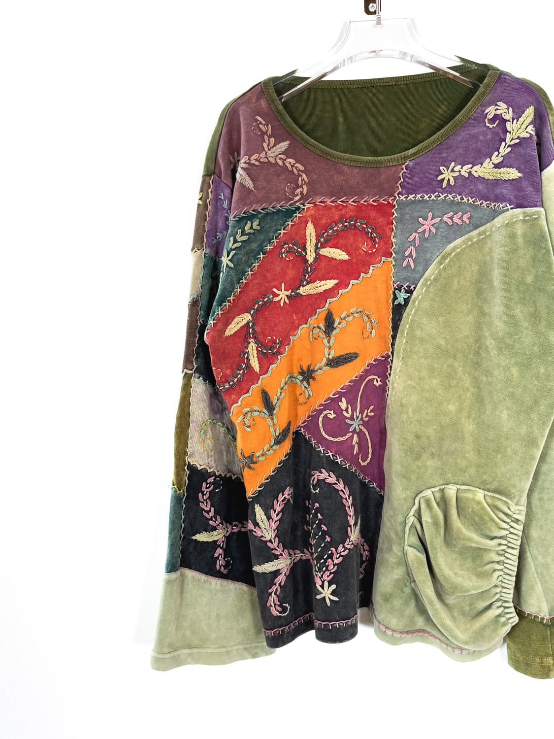 빈티지 핸드메이드 패치워크 자수 긴팔티셔츠 /  상품이미지3