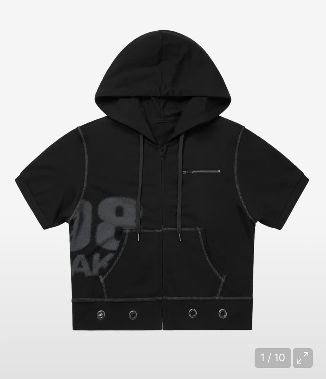 아캄 Hooded Eyelet Half Zip-Up (Black) 상품이미지1