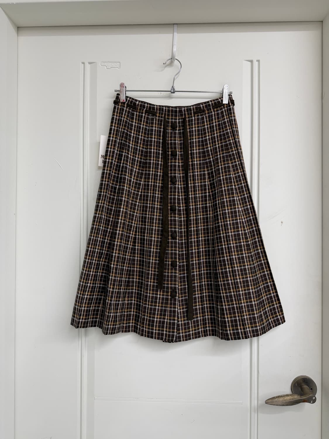 일본빈티지 브라운 체크 울 미디스커트 상품이미지6