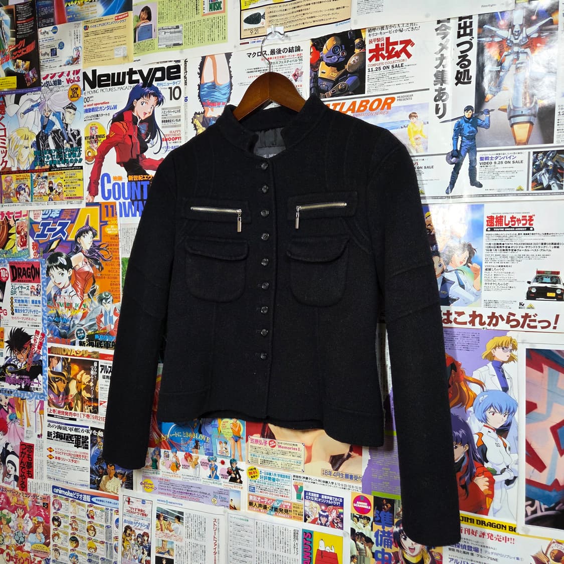 빈티지 블랙 버튼 울 자켓 상품이미지1