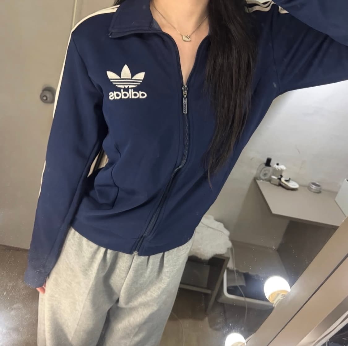 아디다스 빅 불꽃파이어버드 트랙탑 져지 네이비 💙🤍 상품이미지2