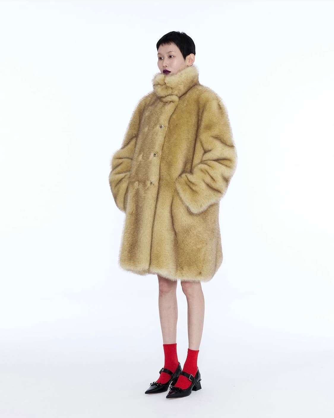 [새상품] 낸시부 더블 브레스티드 퍼 코트 상품이미지4