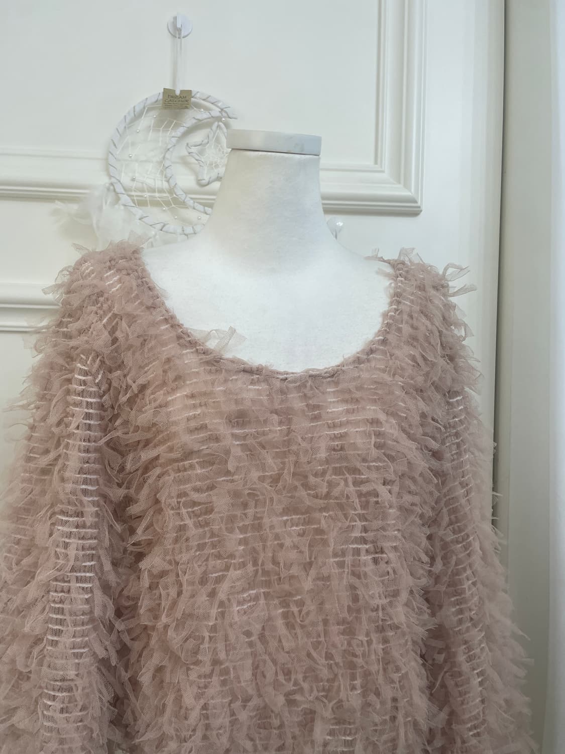 indi pink shaggy crop knit top(size-F) 상품이미지5