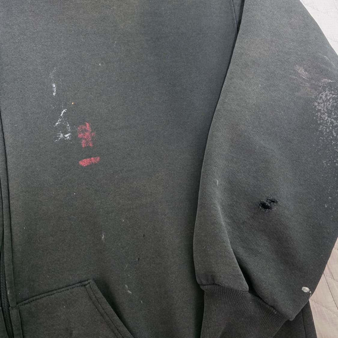 [XXL] 90s USA 빈티지 러셀 애슬레틱 후드집업 블랙 트래쉬드2 상품이미지4