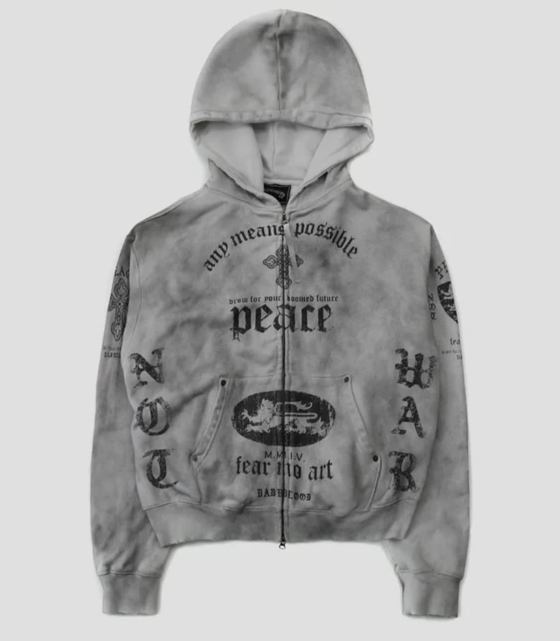 배드블러드 peace not war 후드집업 더스티 화이트 상품이미지1