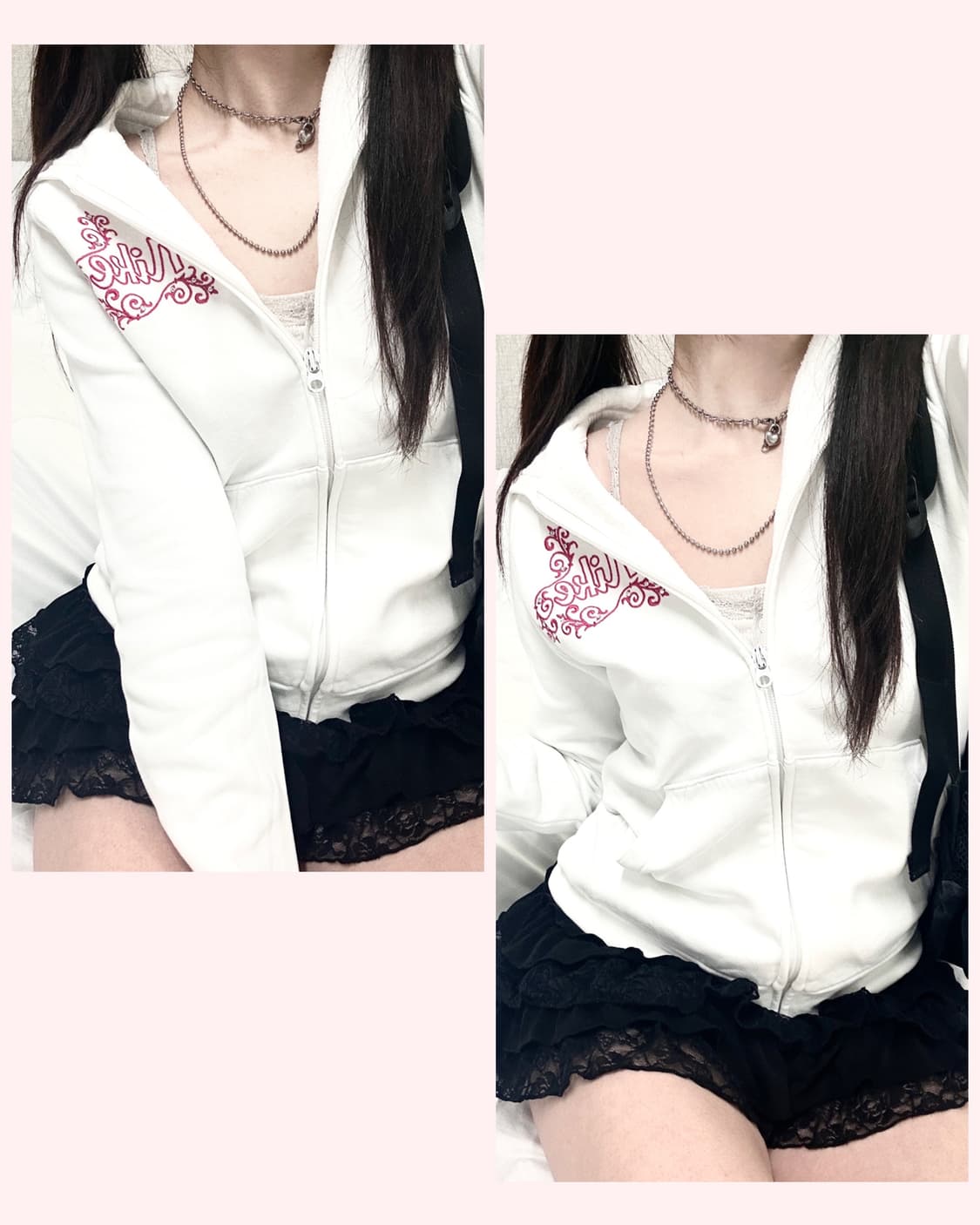 나이키 핑크로고 화이트 후드집업 상품이미지1