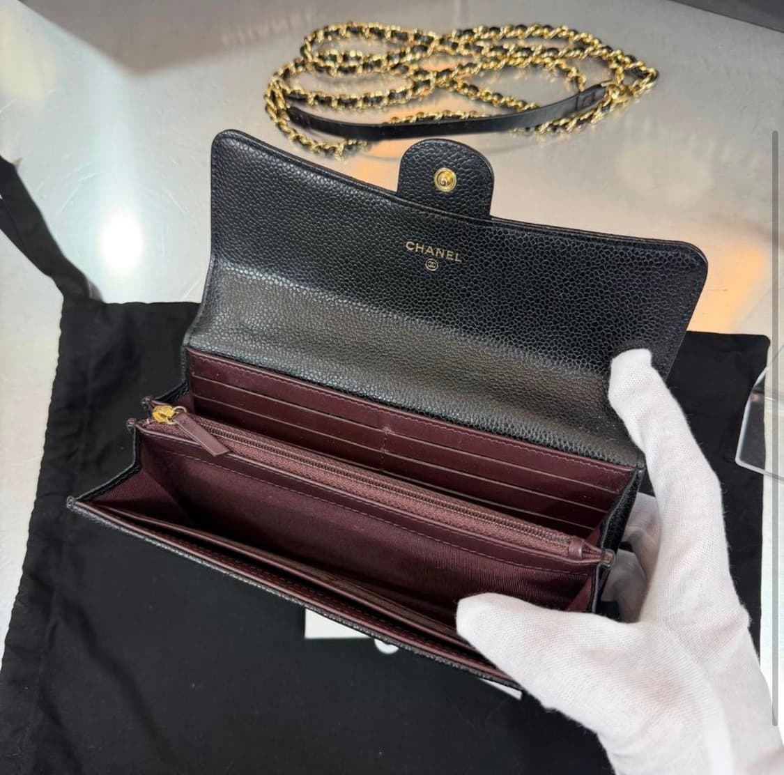 [리오브] 샤넬 WOC 캐비어 금장 장지갑 체인백 상품이미지4