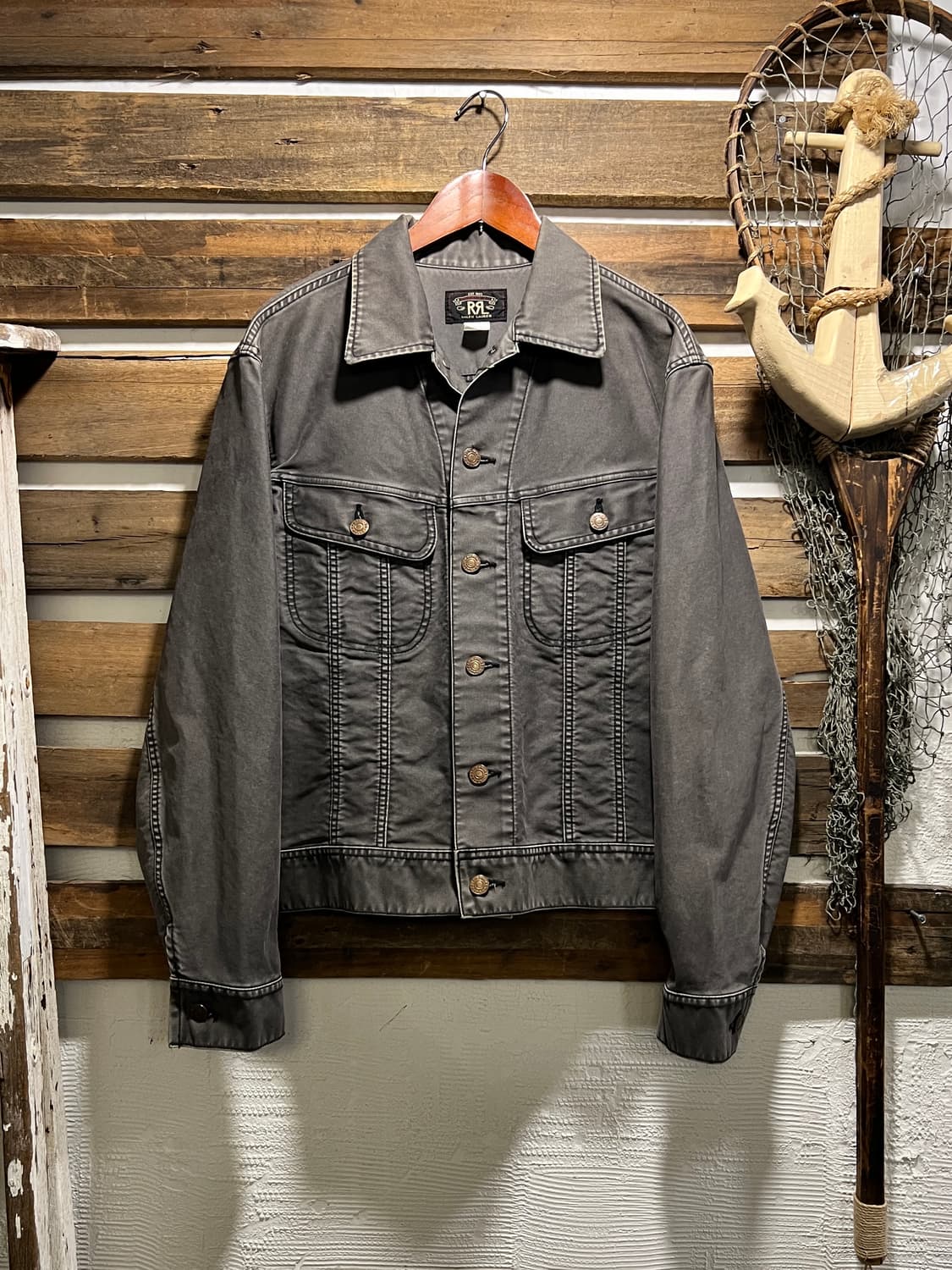 [M]더블알엘 재팬메이드 Lee 라이더스 복각 그레이 몰스킨 트러커 자켓 상품이미지1