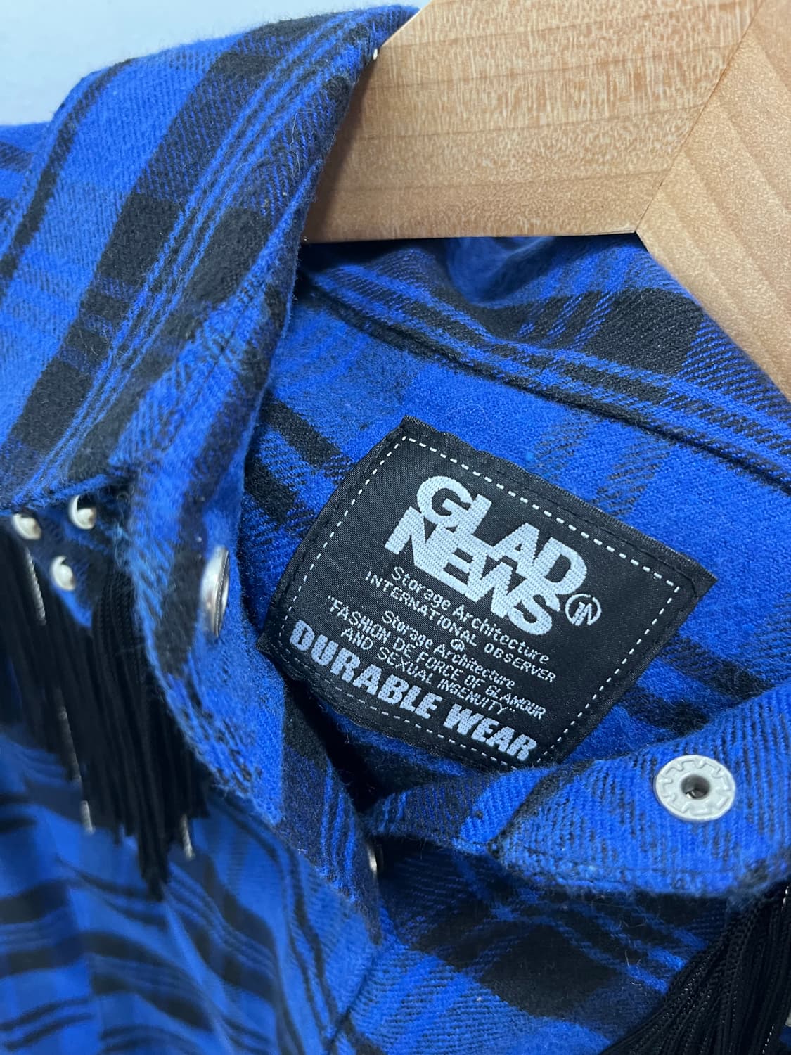 Glad news 락펑크 테슬 스터드 체크 셔츠 상품이미지10