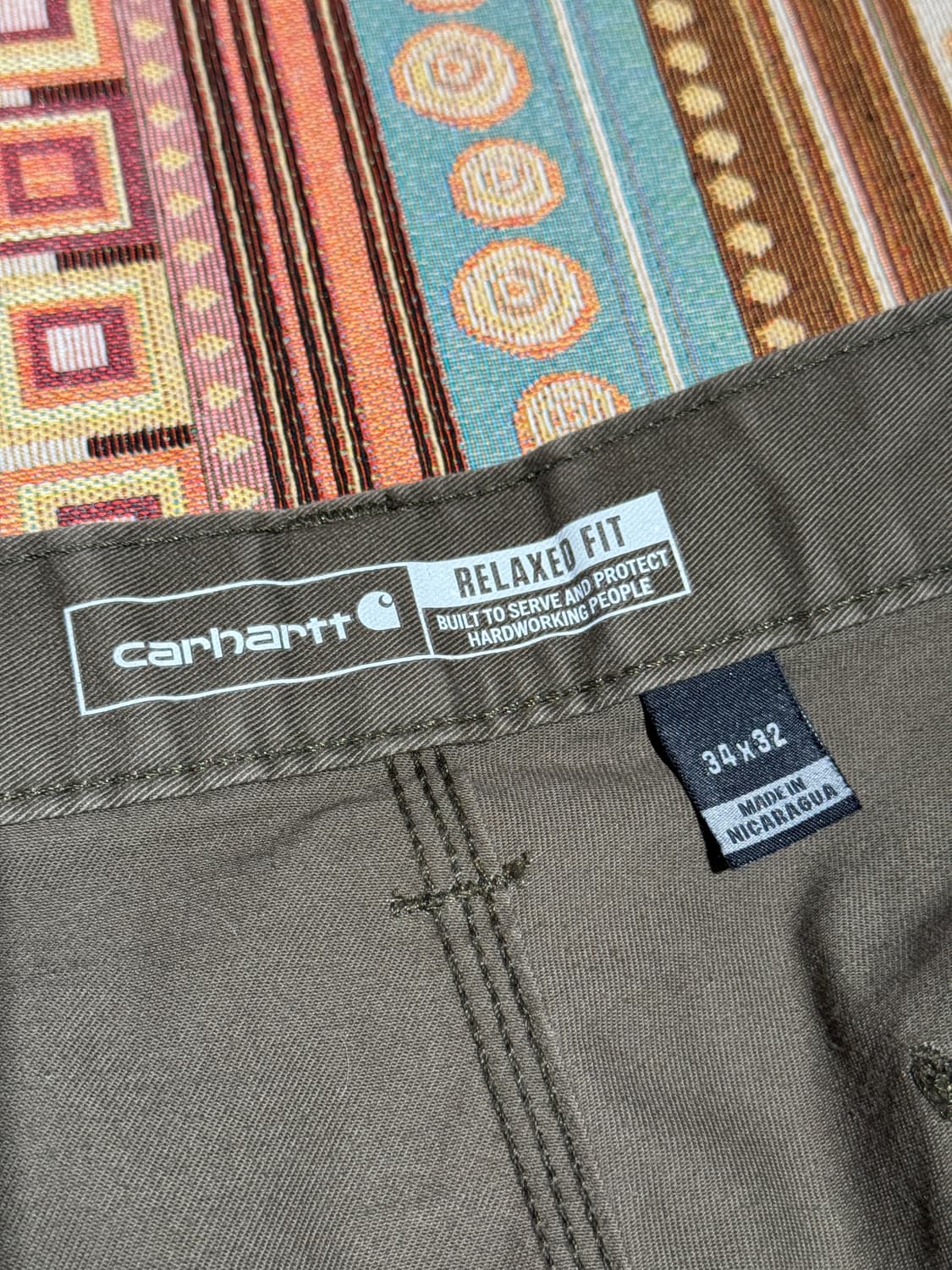 칼하트 릴렉스핏 카펜터팬츠 카키 브라운 34 상품이미지8
