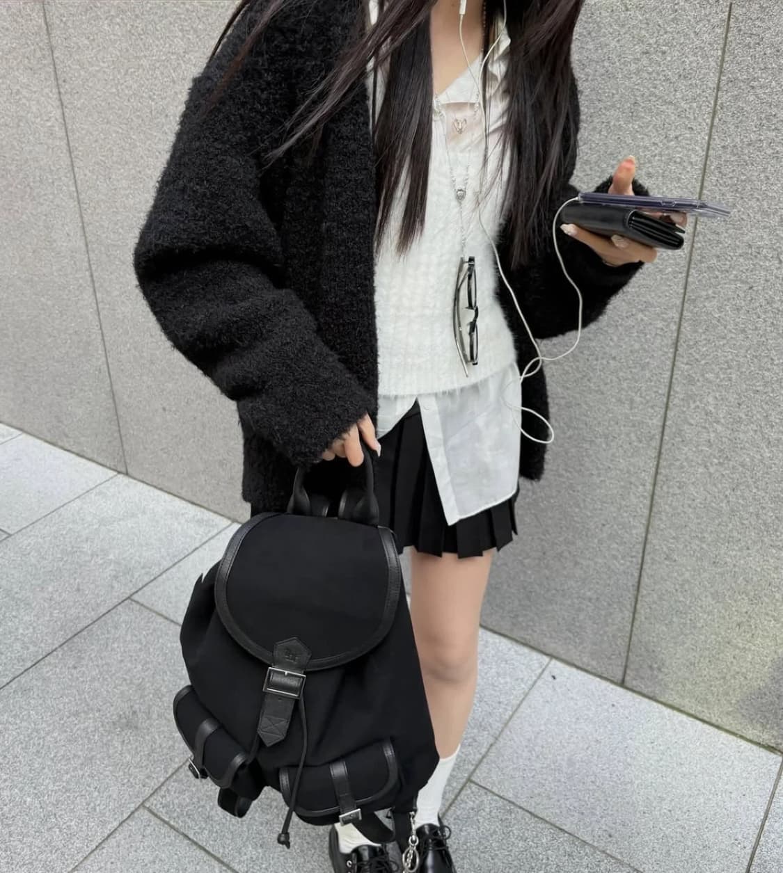 쓰리타임즈 푸들 가디건 블랙 상품이미지1