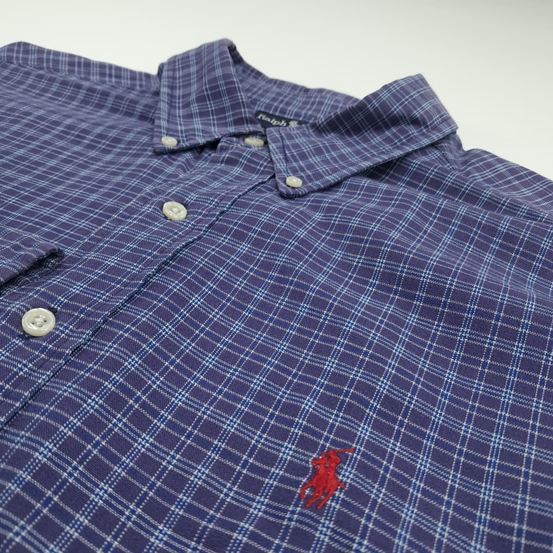 CN753 2XL 폴로 랄프로렌 네이비잉크 스몰타탄체크 긴팔 셔츠 남방 상품이미지5