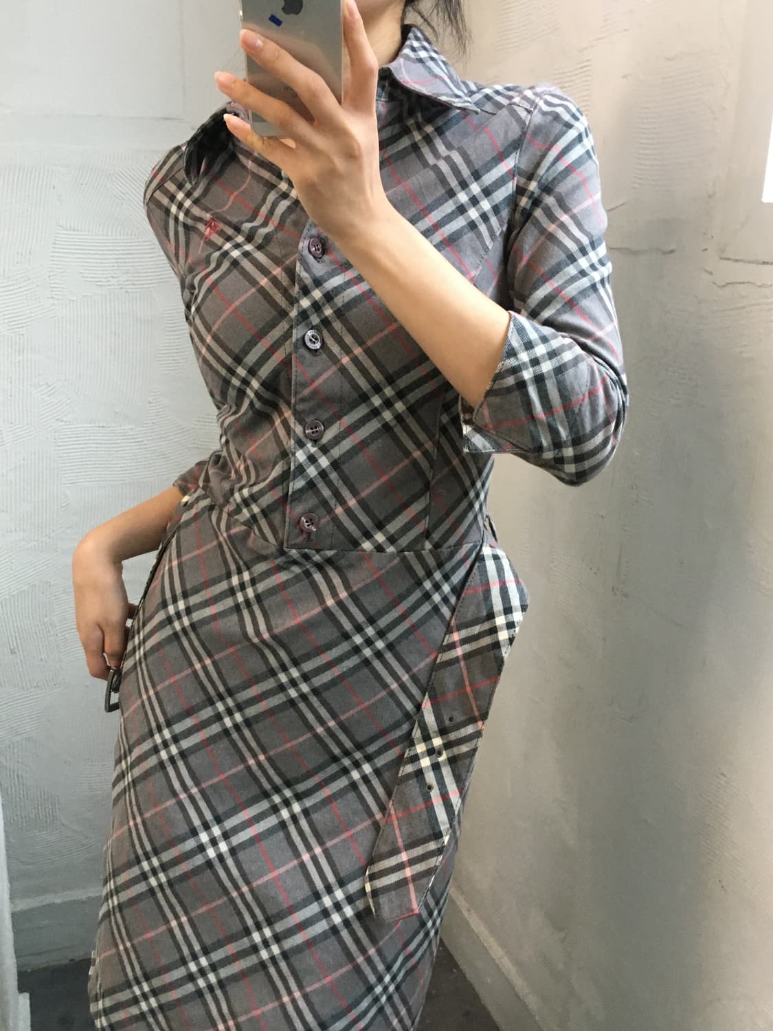 Burberry 버버리 블루라벨 그레이 노바체크 벨티드 셔츠 원피스 상품이미지2