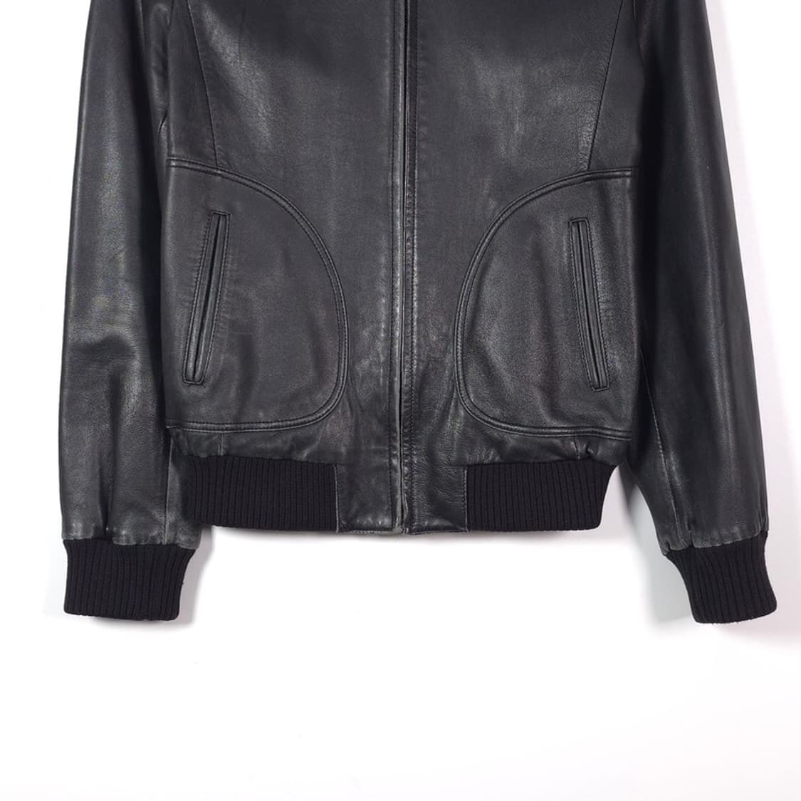 뱅뱅 리얼 램스킨 하이넥 레더 블루종 95 상품이미지4