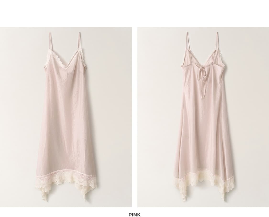 앤유 Andyou 레이스 디테일 레이어드 원피스 핑크 1 상품이미지2