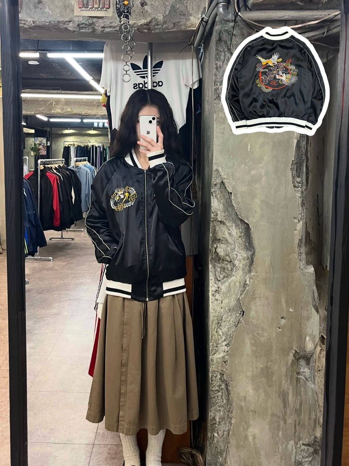 빈티지 자수 스카잔 블랙 M #csz2753 상품이미지1